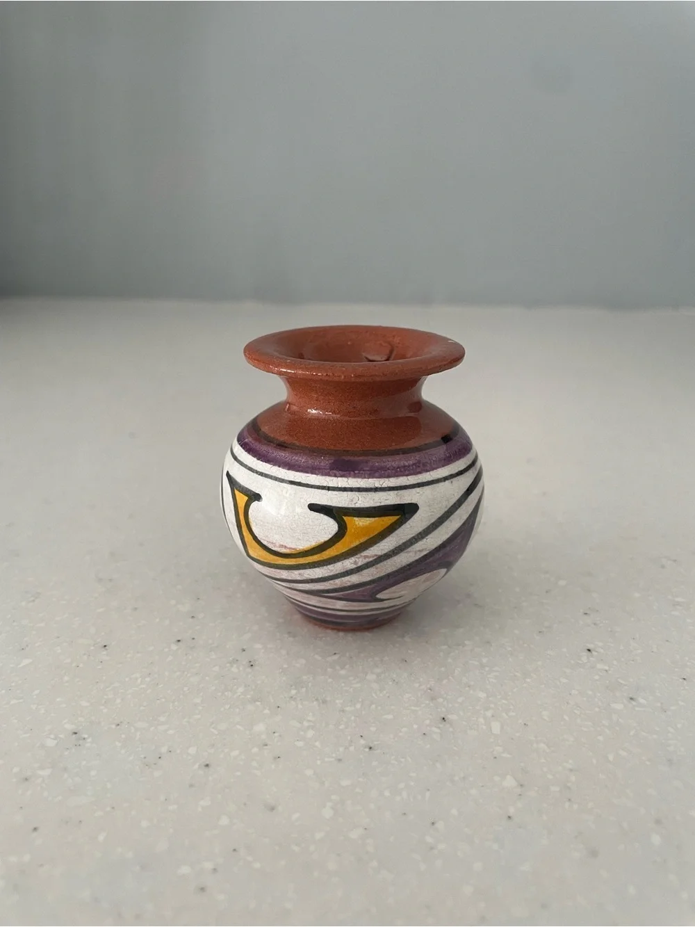 Panama Hand Painted Mini Pottery Vase Folk Art 3”